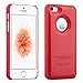 AMOVO Case for iPhone SE [2 in 1], iPhone SE Wallet Case [Detachable Wallet Folio] [Premium Vegan Leather] iPhone SE 5 5S Leather Case with Wrist Strap (Red)