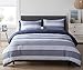 100% Natural Cotton 3 Pieces Duvet Cover Set,1 Duvet Cover 2 Pillow Shams, Hotel Quality,Soft,Breathable,Easy Care (Queen, White&Bule)