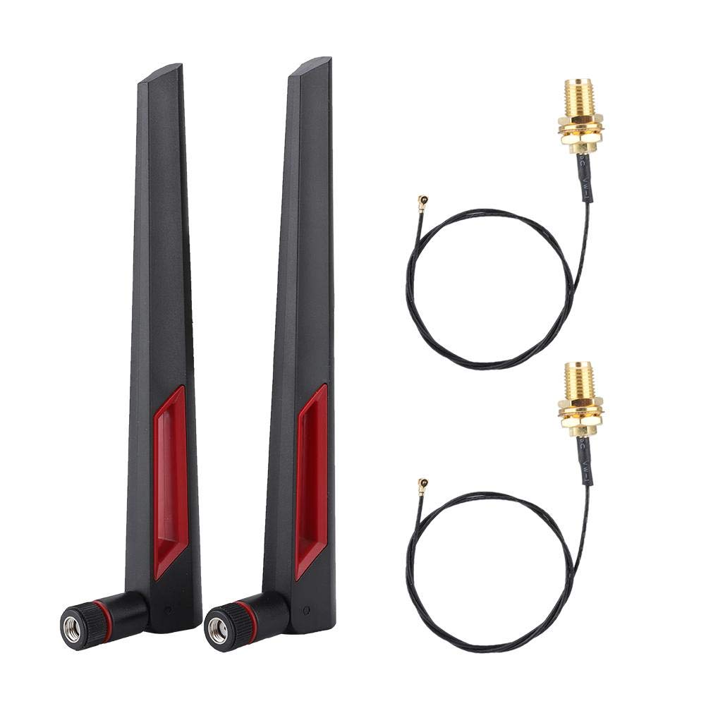 Bewinner 2PCS M.2/NGFF Wireless Network Card Connect Cable+2 * 8DBi Network Antenna, Wireless LAN and WiFi Router Adapte, Compatible for 9260NGW/7265AC/9650AC/BCM94360