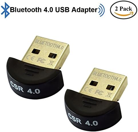 Bluetooth 4.0 USB Adapter Gold Plated Micro USB Wireless Dongle 33ft/10m Compatible with Windows 10,8.1/8,7,Vista ,XP 32/64 Bit for Desktop Laptop Computers,Bluetooth headset speaker Compatible(2pack)