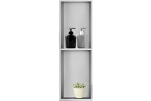 Elefloom Shower Niche, Stainless Steel Elegant Bathroom Niche, No Tile Needed Recessed Shower Shelf Organizer for Storage, Stainless Steel, 8"×24"