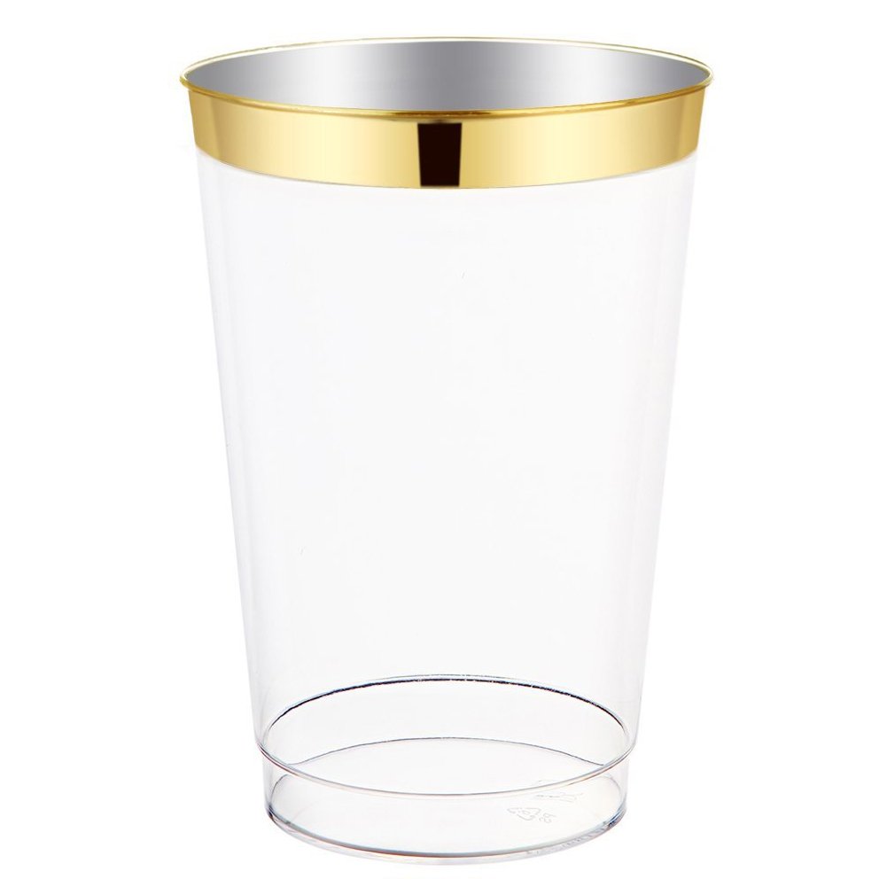 Buy 12oz Gold Plastic Cups100pack Clear Plastic Cups with Gold Rim