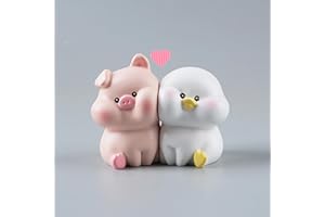 andorelse Cute Couple Car Dashboard Decorations Resin Animals Doll Figurines Love Together with Magnetic Face for Auto Interior Home Office Decor Accessories (Pig&Duck)