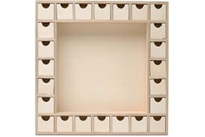 Advent Calendar 2024, Wooden Advent Calendars, Shadow Box 13 Inch x 13 Inch, Pack of 1 Christmas Advent Calendar 2024 With 24 Empty Drawers for Crafts, by Woodpeckers