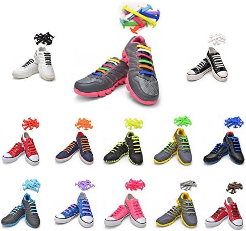 Elastic Silicone No Tie Shoelaces for both Adults & Kids Sneakers Flat Running Shoe laces Tieless