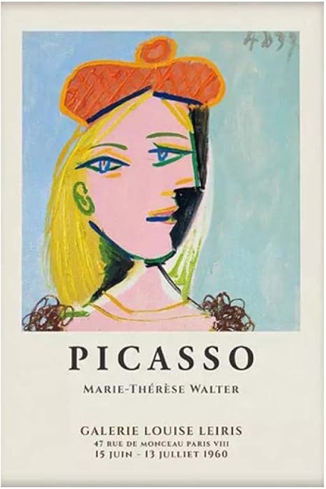 Amazon マリーテレーズウォルターポスターピカソ有名な壁アートパネル抽象肖像画帆布絵画インテリアクラシック写真モダン印刷リビング部屋装飾40x60cmいいえフレーム ウォールステッカー オンライン通販