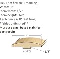 FLEXTRIM Flexible T Molding- Maple Grain - #TMOLD: 2" Flex T molding - 8' feet Long - Maple Grain Texture