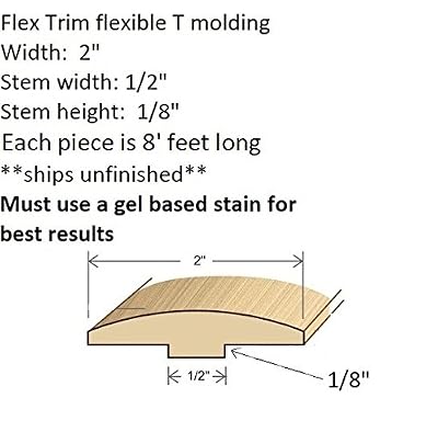 FLEXTRIM Flexible T Molding- Maple Grain - #TMOLD: 2" Flex T molding - 8' feet Long - Maple Grain Texture