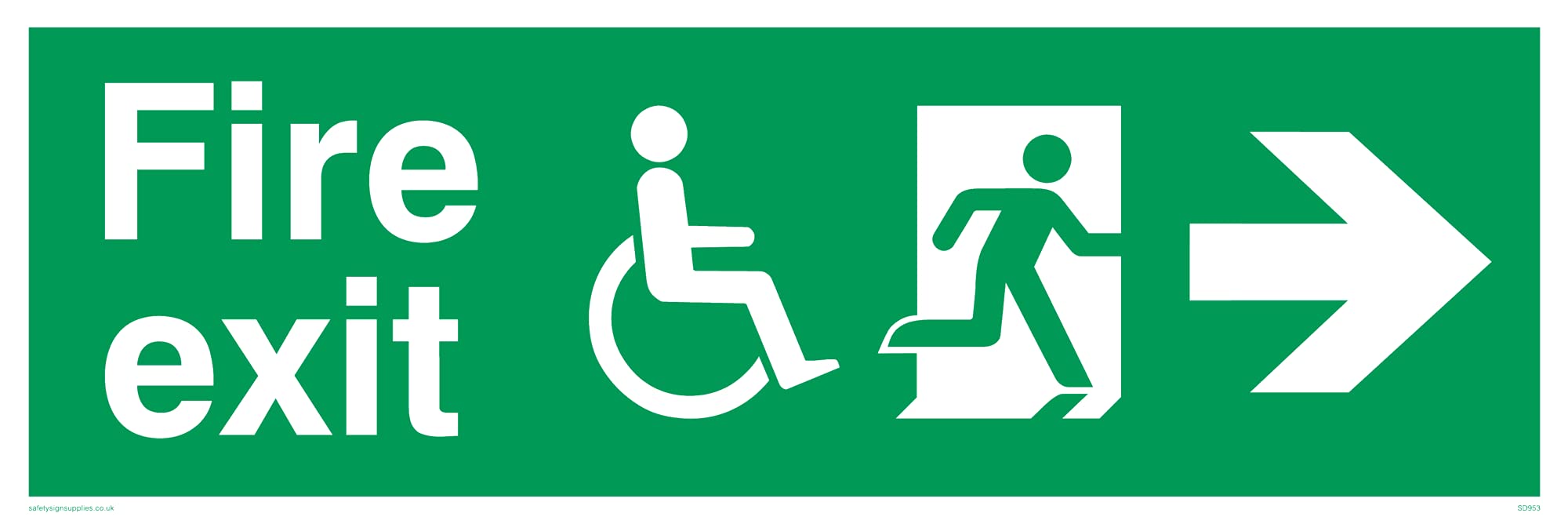 Pack of five - Fire ExitDisability Safety Sign - 300x100mm - L31