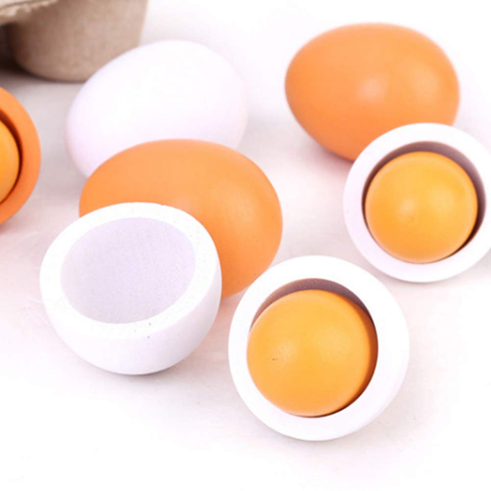 HansGo Wooden Play Eggs, 6PCS Easter eggs Egg Toys for Kids Early Development, Learning, Birthday Gifts