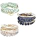FINREZIO 3 Sets Bohemian Beaded Bracelets for Women Multilayer Stretch Stackable Bracelet Set Multicolor Jewelry