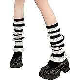 RUIFUU Striped Leg Warmers for Women Girls,Y2K Leg Warmer Harajuku Fashion Knitted Leg Warmers Kawaii Lolita Socks