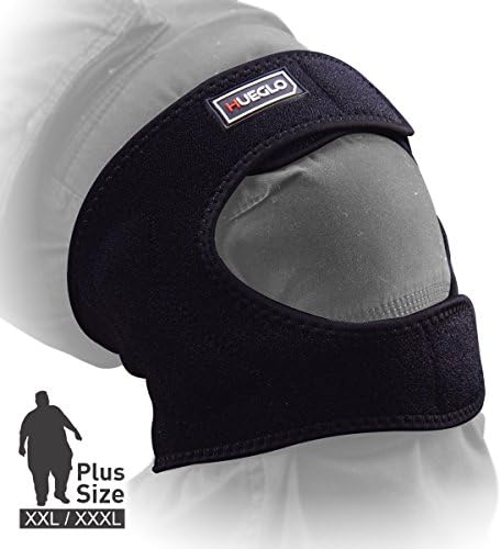 XXL Knee Brace By Hueglo Adjustable Neoprene Knee Strap Support for Running,Arthritis,Knee Pain Relief,XXL Black(1 Piece),18'' - 20''