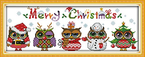 ZMVA Stamped Cross Stitch Kits Christmas Welcone 14Count 48cmx18cm DIY Needle Work for Home Decor