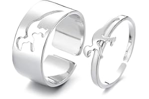 OIDIMS Matching Promise Open Rings for Couples Heart Dinosaur Lightning Statement Engagement Wedding Adjustable Ring Band Sets for Him and Her High Polished Comfort Fit Anniversary Valentine's Day Gifts