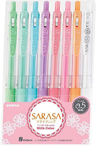 Zebra Sarasa Clip 0.5mm Ballpoint Pen, 8 Color Set (JJ15-8C-MK) - NEW