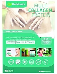 herbtonics® Multi proteína en polvo de colágeno (multicollagen) tipo L 1,2,3,5 y 10 L mezcla de alta calidad de pasto pollo, Wild, pescado, Colágeno peptides- herbtonics