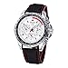 MEGIR Fashion Design Mens Watch with 3eye Decoration Dials and Nail Scale Quartz (White)