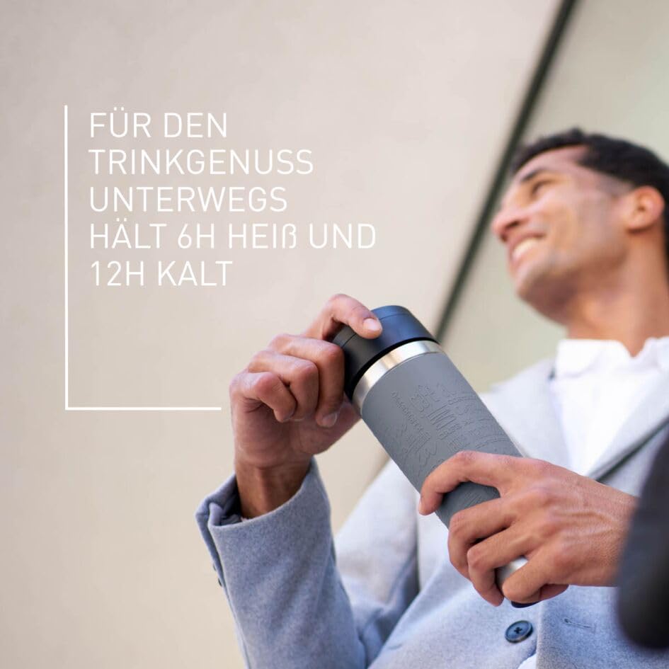 Emsa N20223 Travel Mug Classic Isolierbecher 0,5 Liter, neuer Komfort-Schraubverschluss, Edelstahl, 6h heiß und 12h kalt, 100% dicht, spülmaschinenfest, 360°-Trinköffnung, Dunkelgrau 4