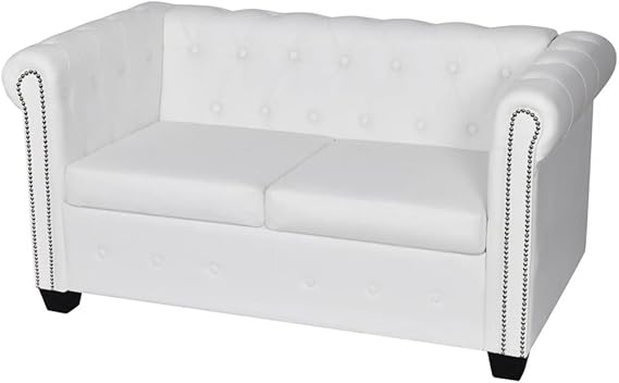 Amazon Com Tidyard Chesterfield 2 Seater Artificial Leather White
