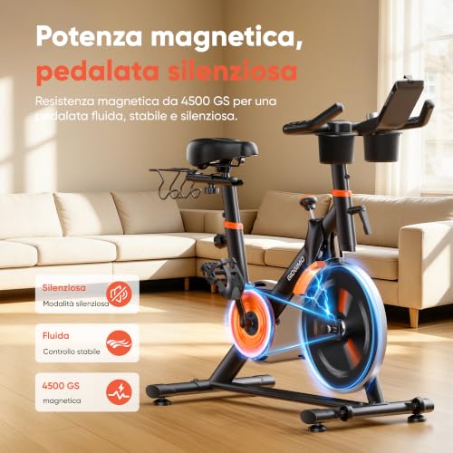 GIDGIMO 2026 Home Exercise Bike with Adjustable Magnetic Resistance 100 Levels, Silent Spinning Bike with LCD Screen, Breathable Seat, Heart Rate Sensor, Maximum Capacity 150 kg