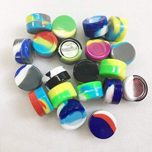 YOFUCA Silicone Container Dab Wax 5ml Food Grade Non Stick Little Jar Oil Storage Rubber Containers Multi Color (20, 5ML)