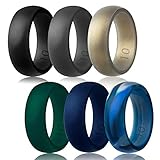 Silicone Wedding Ring,Silicone Wedding Band for Men(Love,Outdoor,Sport) (Black,Midnight Blue,Dark Green,Dark Grey,Arctic Camo,Pale Gold, 8)