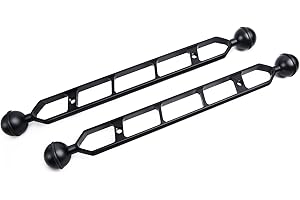 LetonPower Black 11" Underwater Aluminum Alloy Extension Arm (2Pack) - Dual Ball System with 1" Head Connector, Waterproof & Rustproof for Diving Camera Tray/Strobe/Video Light, Scuba Photography Gear