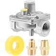 TEENGSE 1/2" Natural Gas and Liquefied Interchange Pressure Regulator, Natural Gas Pressure Regulator with 2 Brass 1/2" NPT conversion adapter for NG/LPG Applications