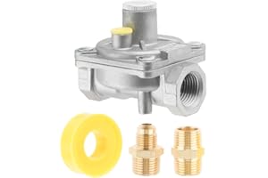 TEENGSE 1/2" Natural Gas and Liquefied Interchange Pressure Regulator, Natural Gas Pressure Regulator with 2 Brass 1/2" NPT conversion adapter for NG/LPG Applications