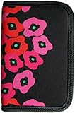 ORB Travel RFID Passport Holder Travel Wallet-WP536-Poppies-Black/Red-Zippered Credit Debit Card Travel Document Organizer Wallet Case