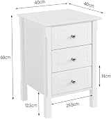 Yaheetech Bedside Table 3-Drawer Wood Nightstand 40x40x60cm White view 6