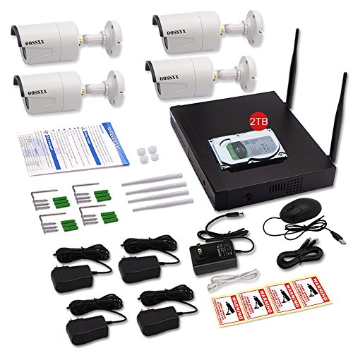 【2019 Update】 OOSSXX 8-Channel HD 1080P Wireless Security Camera System,4Pcs 1080P 2.0 Megapixel Wireless Indoor/Outdoor IR Bullet IP Cameras,P2P,App, HDMI Cord & 2TB HDD Pre-Install