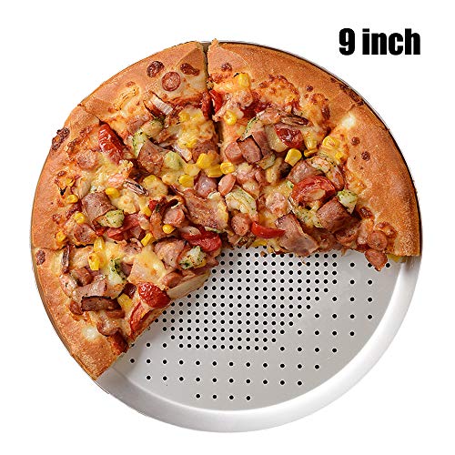 Perforated Pizza Pan 9 Inch, Non-stick Vented Pizza Baking Tray With Holes, Round Pizza Oven Tray Tools Kitchen Cooking Pan Kitchen Accessories (9 Inch - Holes) - Thumbnail 7