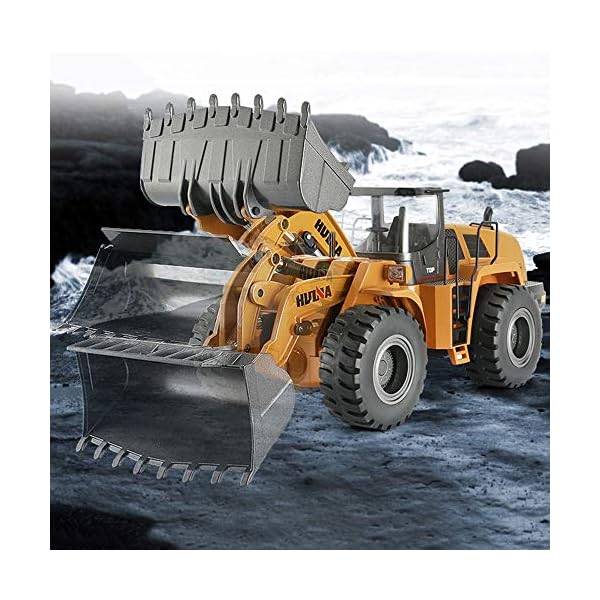 Hging RC LKW-Legierungsschaufel Loader Traktor 2.4G Funksteuerung 4 Rad Bulldozer 4WD Frontlader Baufahrzeug… – Bild 3