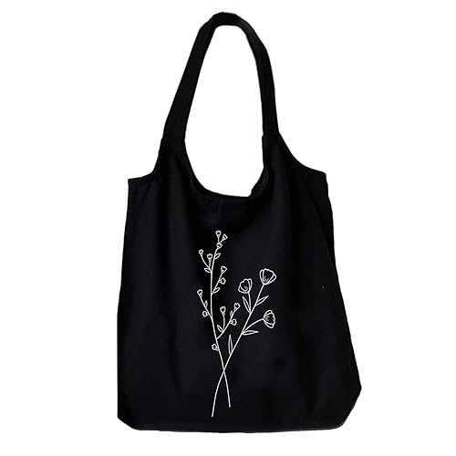 KIEKIECOO Canvas Tote Bag Black Aesthetic Personalized Custom