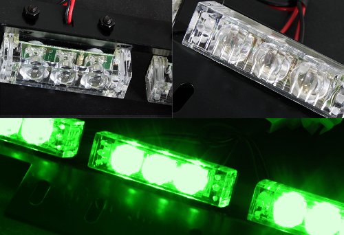 54 Bright Green LED Emergency Flash Strobe Lights Bar for Windshield / Dash / Deck / Grille