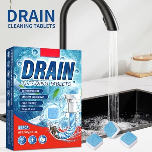 Uniiking® Garbage Disposal Cleaner Deodorizer Tablets - 24 Pack, Drain Clog Remover - Foam Sink Garburator Disposer Freshener, Natural Kitchen Drain Cleaning Care