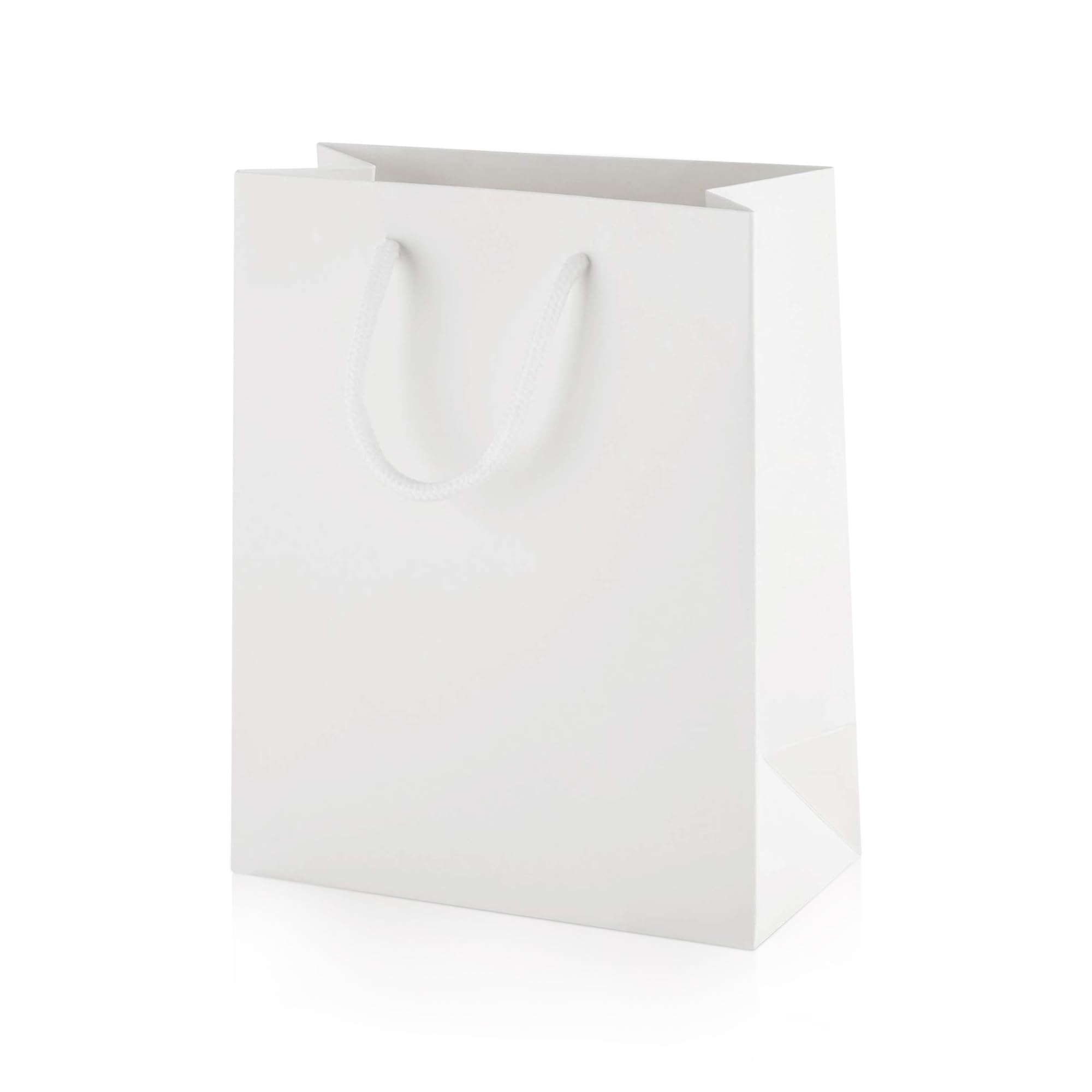 Thepaperbagstore 15× White Small Matt Laminated Gift Bags 15×19×8cm – 250 gsm Boutique Paper Bags with Rope Handles & Reinforced Base – Ideal for Gifts, Weddings, Retail & Corporate Use