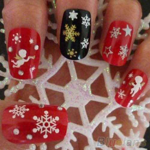 Snowflakes Snowman 3d Nail Art Stickers Decals Girl Fingernail Accessories