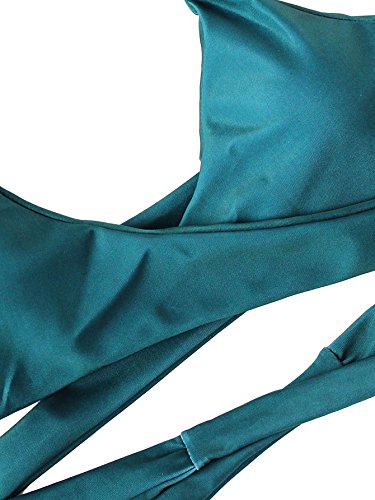 SOLYHUX Women's Halter Wrap Bikini Set Turquoise L - Thumbnail 2
