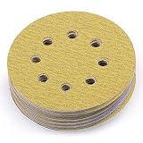 LotFancy 5-Inch 8-Hole 80 Grit Dustless Hook-and-Loop Sanding Disc Sander Paper, Pack of 100