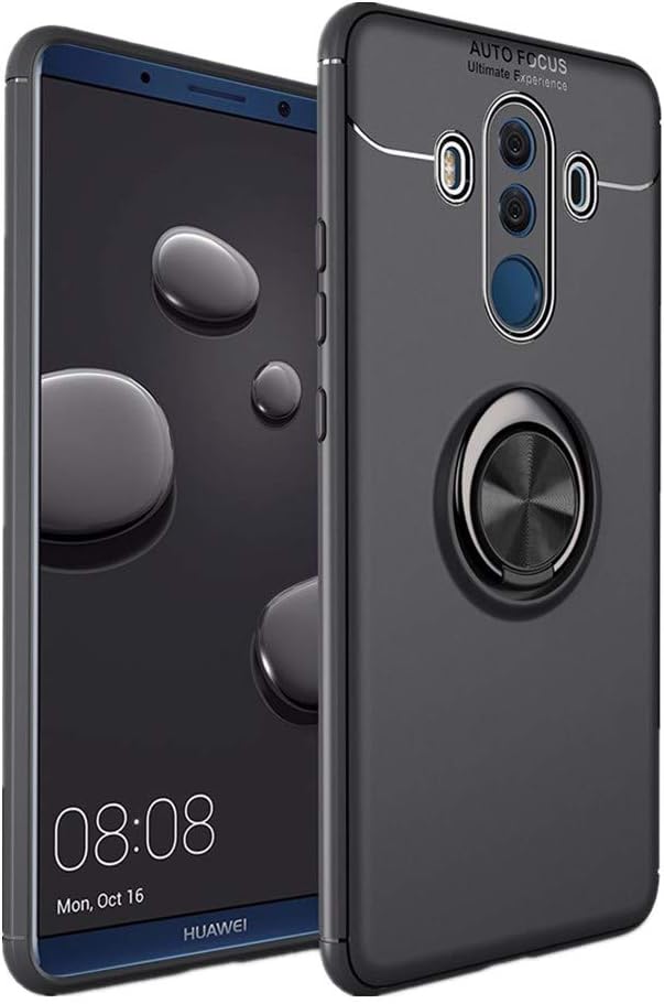 Thin Oppo A3s protectiveCase,[Kickstand] thinest Flexible Back Cover Rotating Ring Grip Holder Stand Protective Case [Compatible Magnetic Car Mount] (Color+Black, Oppo A3s)