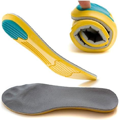 Sport Insoles Cushion Height increase insole Orthotic Plantar Fasciitis Thick Shoe Pads for Women Men, New-type PU, Super comfortable Foot Feeling, Sports Shock Absorption(S(US 3-6), Yellow)
