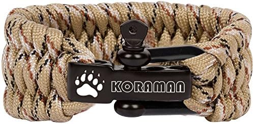 Linshanbang Paracord Survival Bracelet with Adjustable Black Stainless Steel D Shackle - Grade Type III Military Bracelet - Suitable for 8 to 9 Inch Wrists