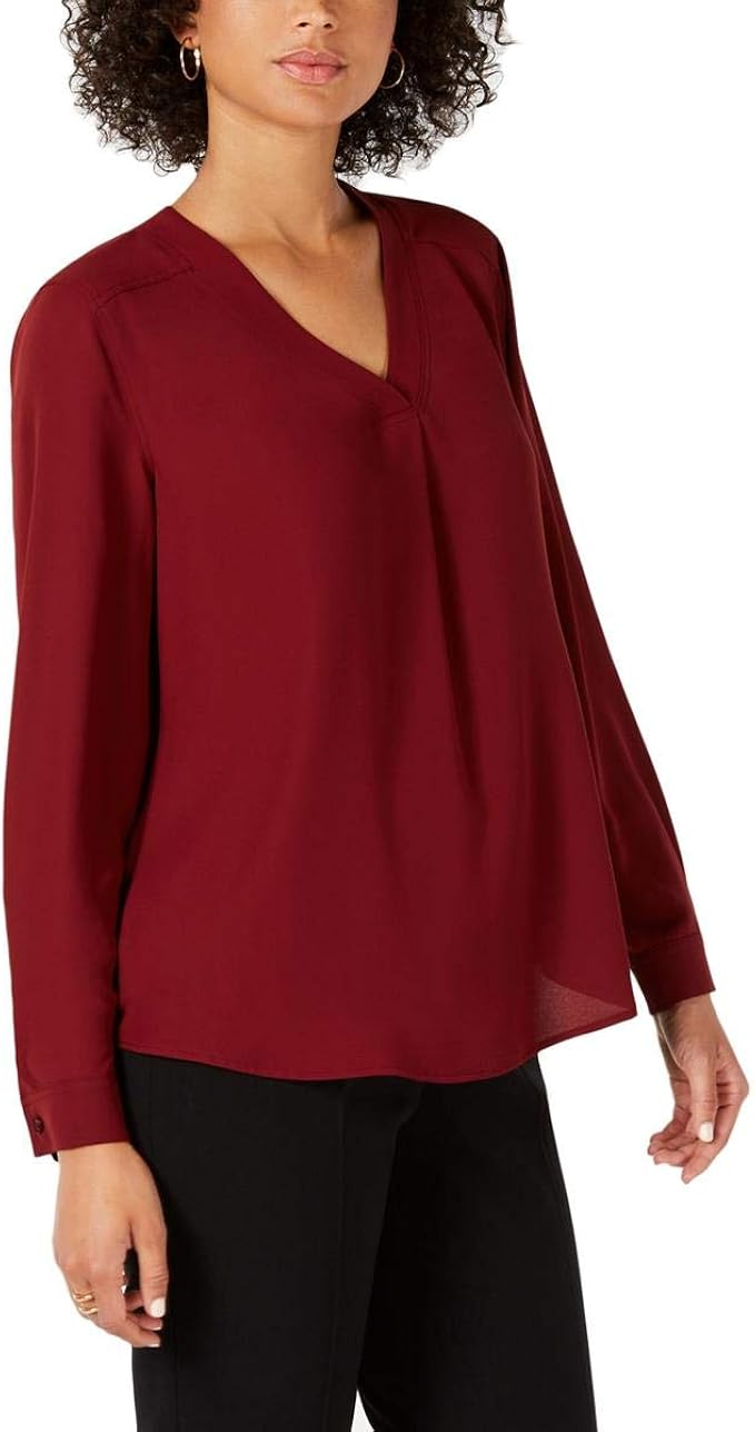 Buy NINE WEST Womens VNeck Long Sleeves Blouse Red XL at Amazon.in