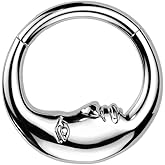 Pierced Owl 16GA 316L Stainless Steel Moon Face Hinged Segment Clicker Ring