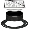 Schluter Kerdi-Drain Classic Shower Grate Kit with Integrated Slope Bonding Flange - Ideal for Tile Showers - 4" Grate Size, Square, Chrome Grate Finish - KD4GRKEP