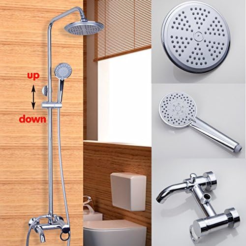 OUBONI Luxury Wall Mounted 8" Round Rainfall Shower Faucet Set Bathtub Mixer Tap Chrome