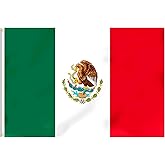 Mexico Flag 3x5 Foot- Indoor/Outdoor Quality Polyester with Vivid Color Brass Grommets Decorations